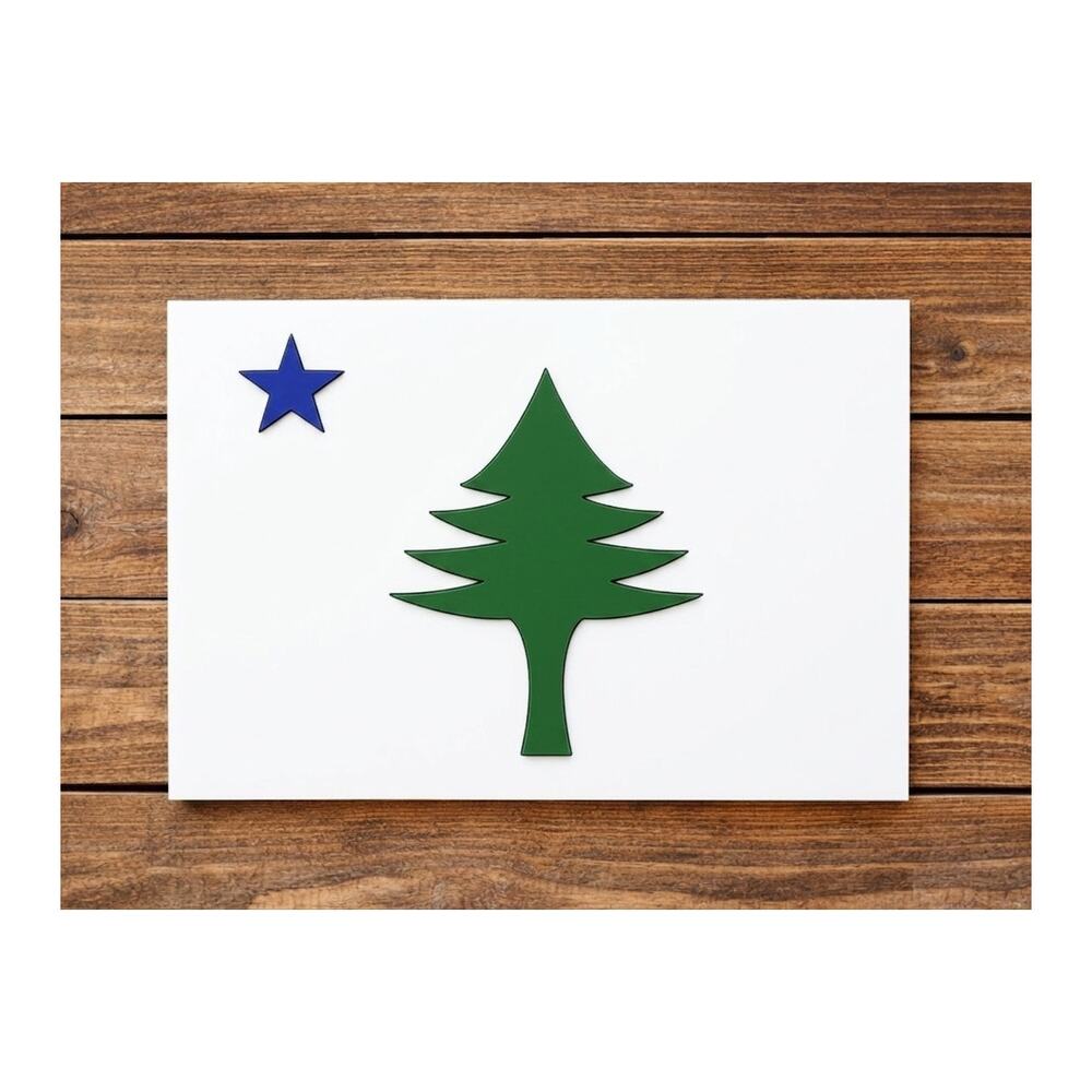 Maine Flag 1901 Sign Pine Tree Star